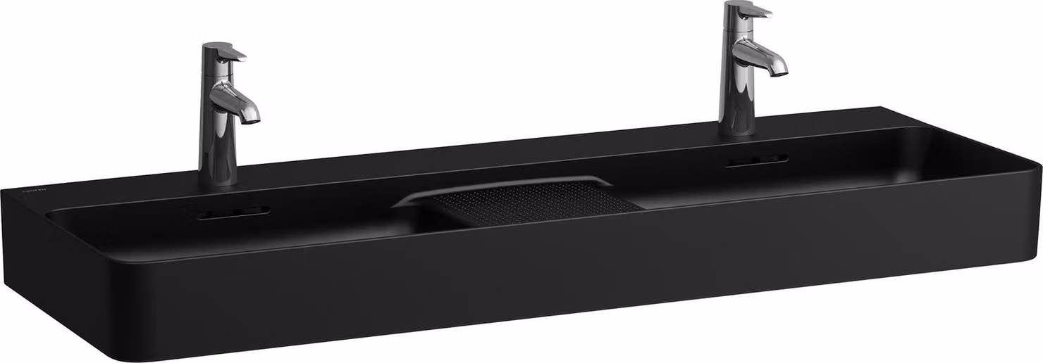 LAUFEN VAL lavabo double, 3 trous pour robinets, sans trop-plein, 1200x420mm, zone semi-sèche au centre, H8142827161581, H8142827161581