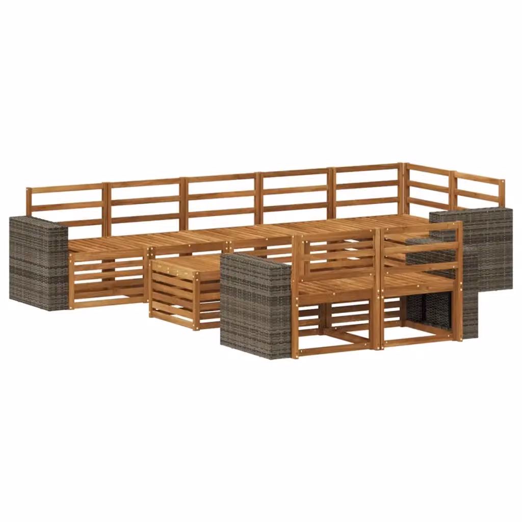 Set di divani da esterno a L vidaXL in legno di acacia marrone con tavolo da caffè e cuscini inclusi – 2