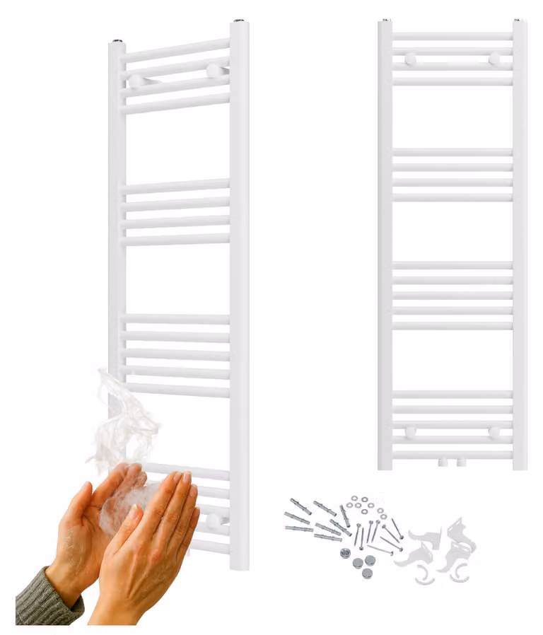 Granitan - Termoarredo bagno - Scaldasalviette 120x40 cm - Radiatore bianco - 336 W - RAVEN