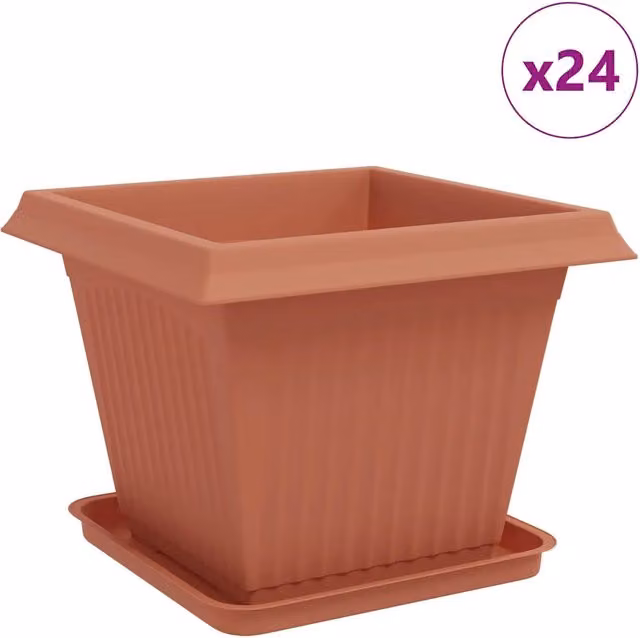 Fioriere | Cassetta per fiori | Vasi per Piante 24 pz Rosso Mattone 43 x 43 x 33,5 cm Plastica