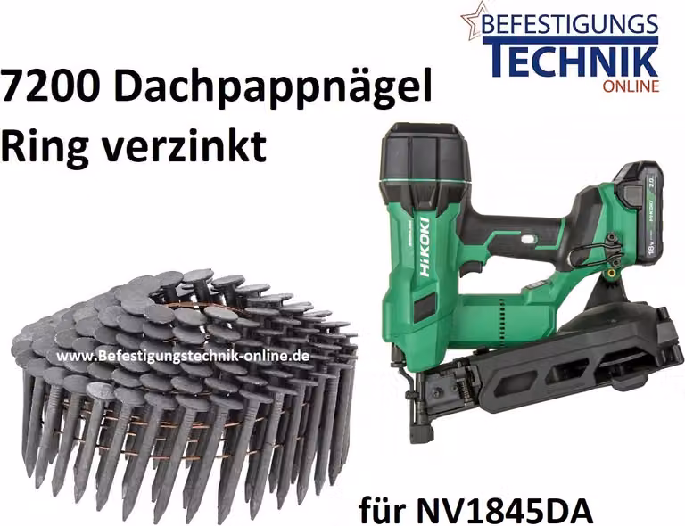 Chiodi per feltro per tetti 3,1x25 mm zincati ad anello per chiodatrice per feltro per tetti a batteria Hikoki Metabo NV1845DA