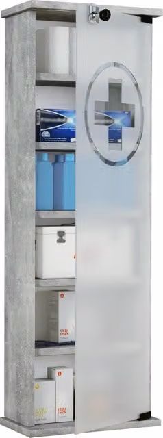 Armadietto Medicinali Ezooza Bianco con Ante in Vetro e Ripiani Interni L: 31 cm, P: 18 cm, H: 92 cm