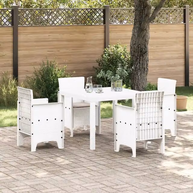 Set da Pranzo per Giardino 5 pz Bianco Polipropilene 3378543