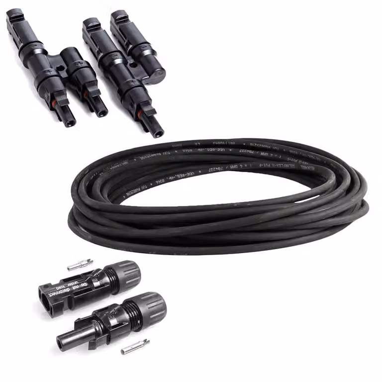 Kit di connessione solare 2 - Cavo solare da 10 m - Spina MC4 - Prese di derivazione a spina solare