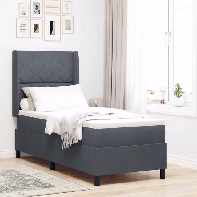Letto a molle con strisce LED vidaXL in velluto grigio con molle a tasche L: 80 cm, P: 200 cm – 1