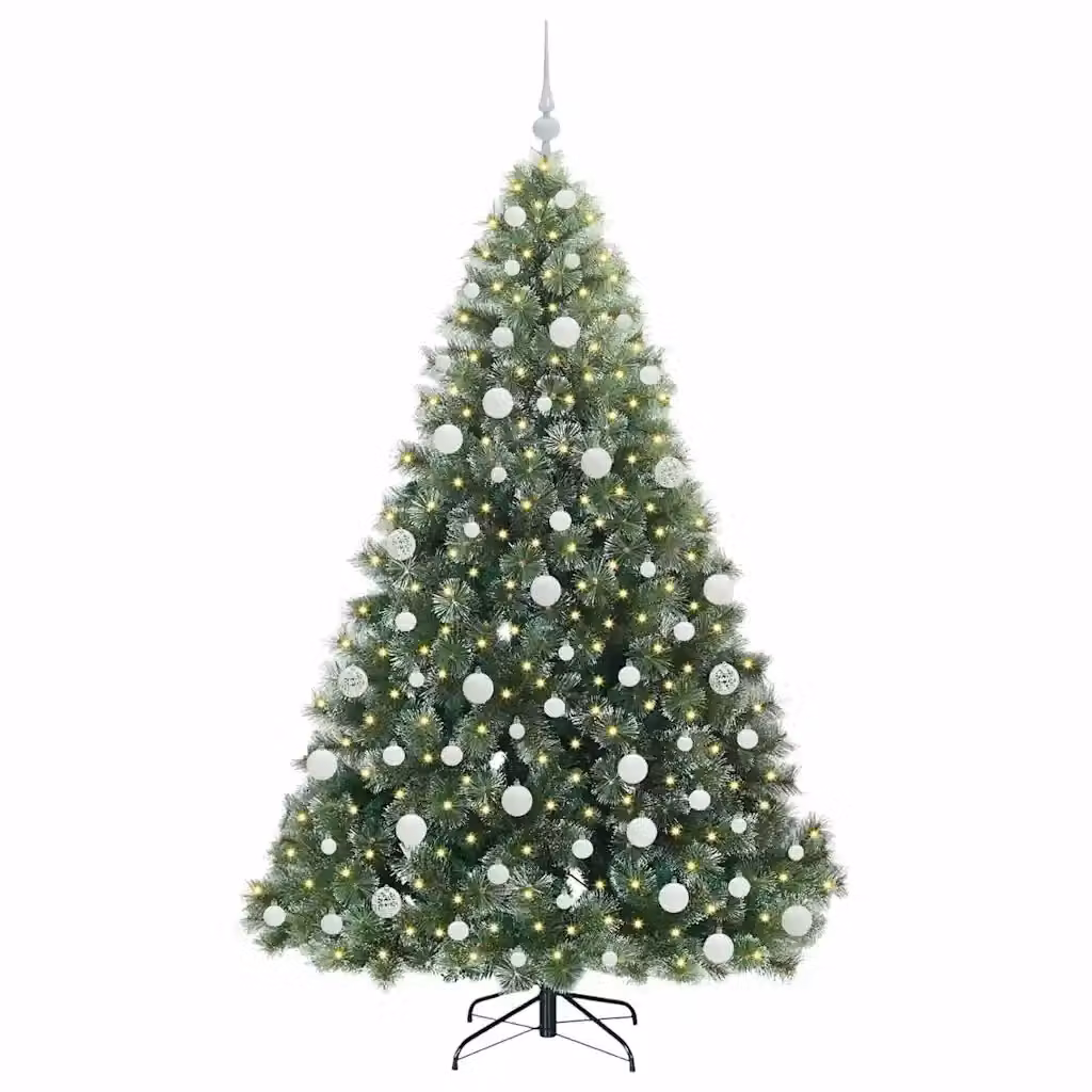 Albero di Natale artificiale moderno vidaXL verde con 300 LED luce bianca calda in PE e PVC, Altezza: 180 cm – 2
