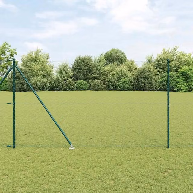 Palo per recinzione tondo VIDAXL in acciaio e PVC verde, Altezza: 1,6 m – 1