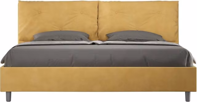 Letto Matrimoniale Appia Large Imbottito in Microfibra Colore Ocra L/P/H: 222 x 110 x 215 cm – 1