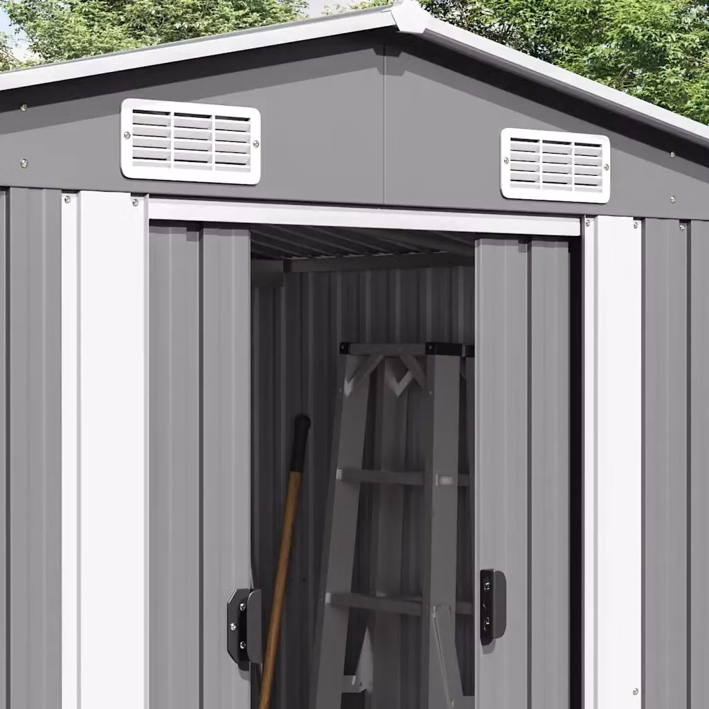 Capanno da Giardino Videx in Acciaio Zincato Grigio con Porta Scorrevolte e Ventilazione Laterale L: 779 cm, P: 257 cm, H: 181 cm – 2