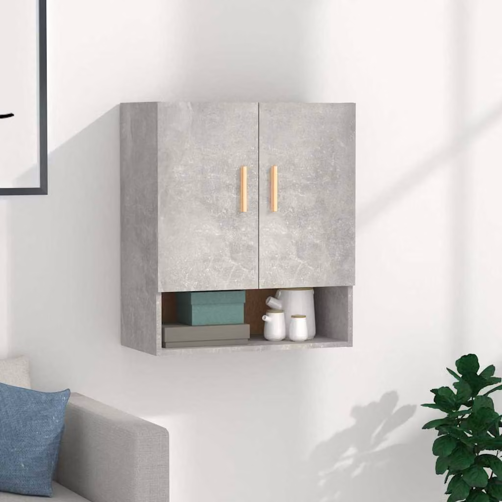 Armadietto a muro vidaXL in legno e MDF grigio opaco con ante a battente e ripiani interni per soggiorno o camera da letto L/P/H: 60 x 31 x 70 cm