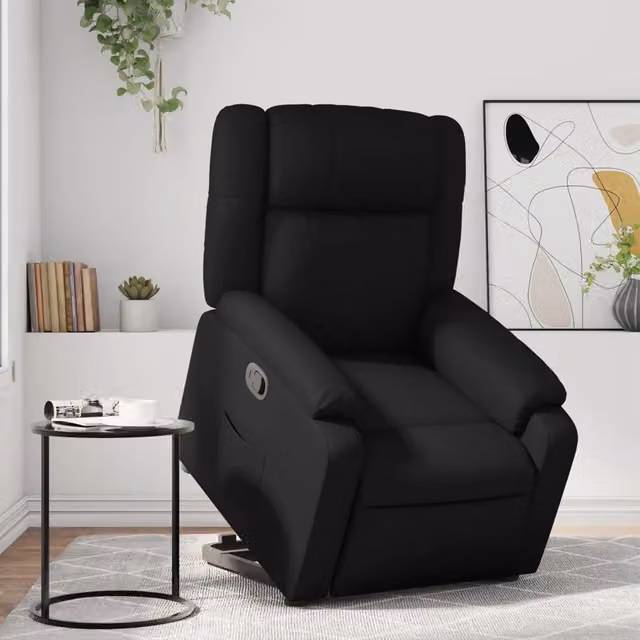 Poltrona Alzapersona Reclinabile vidaXL in Similpelle Nera con Assistenza Elettrica per Senior