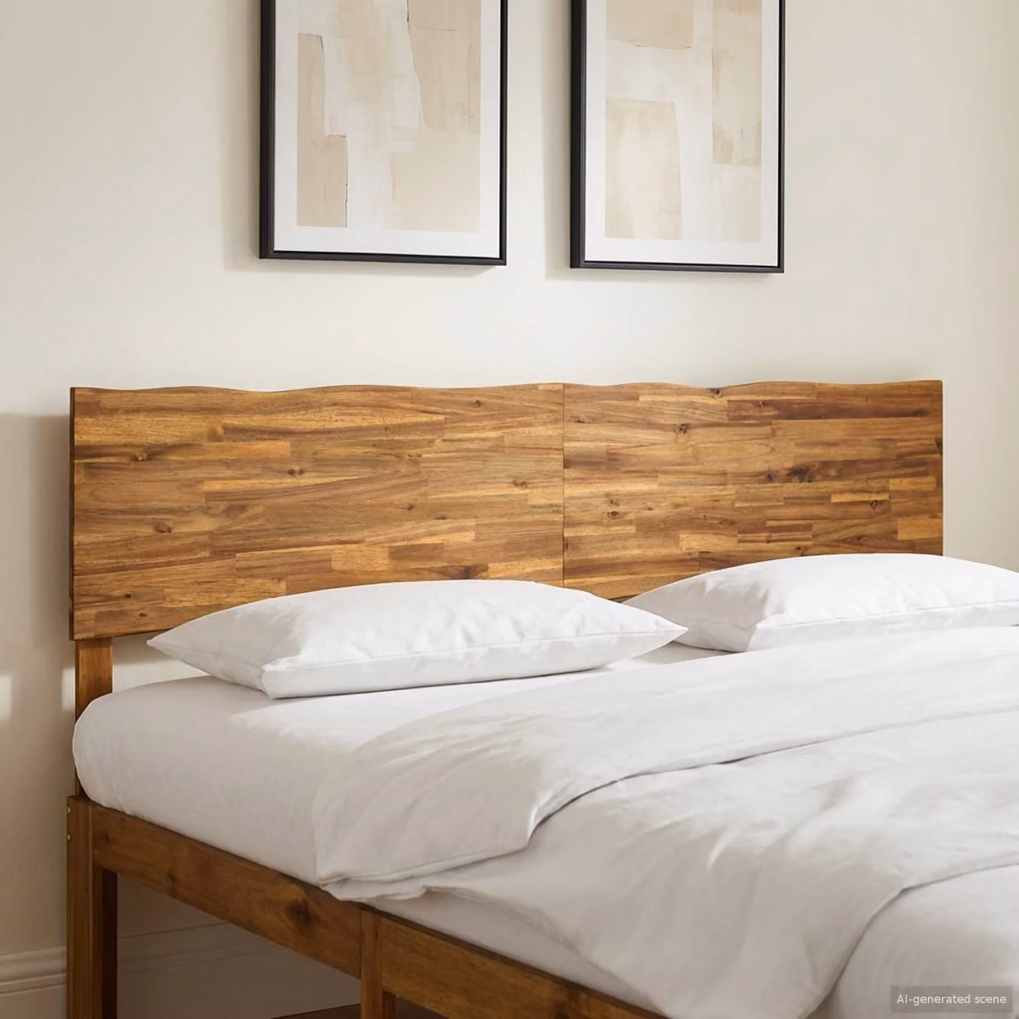 Testiera per letto con bordo vivo vidaXL ROSTOCK in legno massello di acacia, colore naturale, 200 x 200 cm