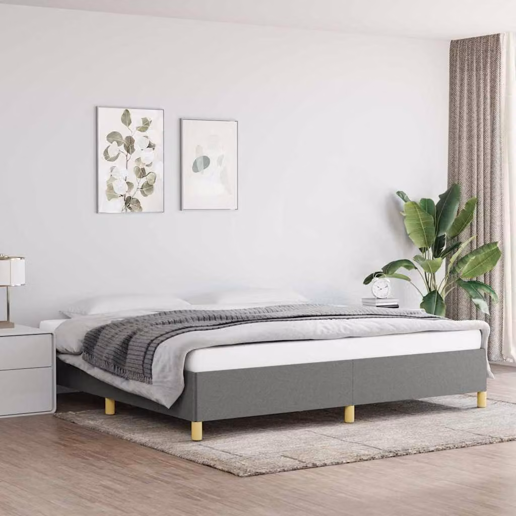 vidaXL Giroletto imbottito in tessuto Grigio con doghe in legno 200x200 cm