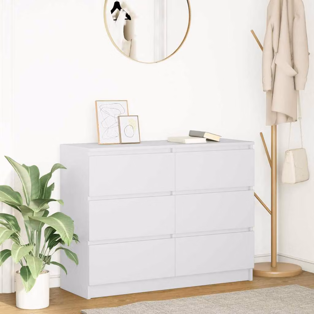 Credenza bianca vidaXL in legno multistrato con design minimalista, L 100 cm x P 35 cm x H 76 cm