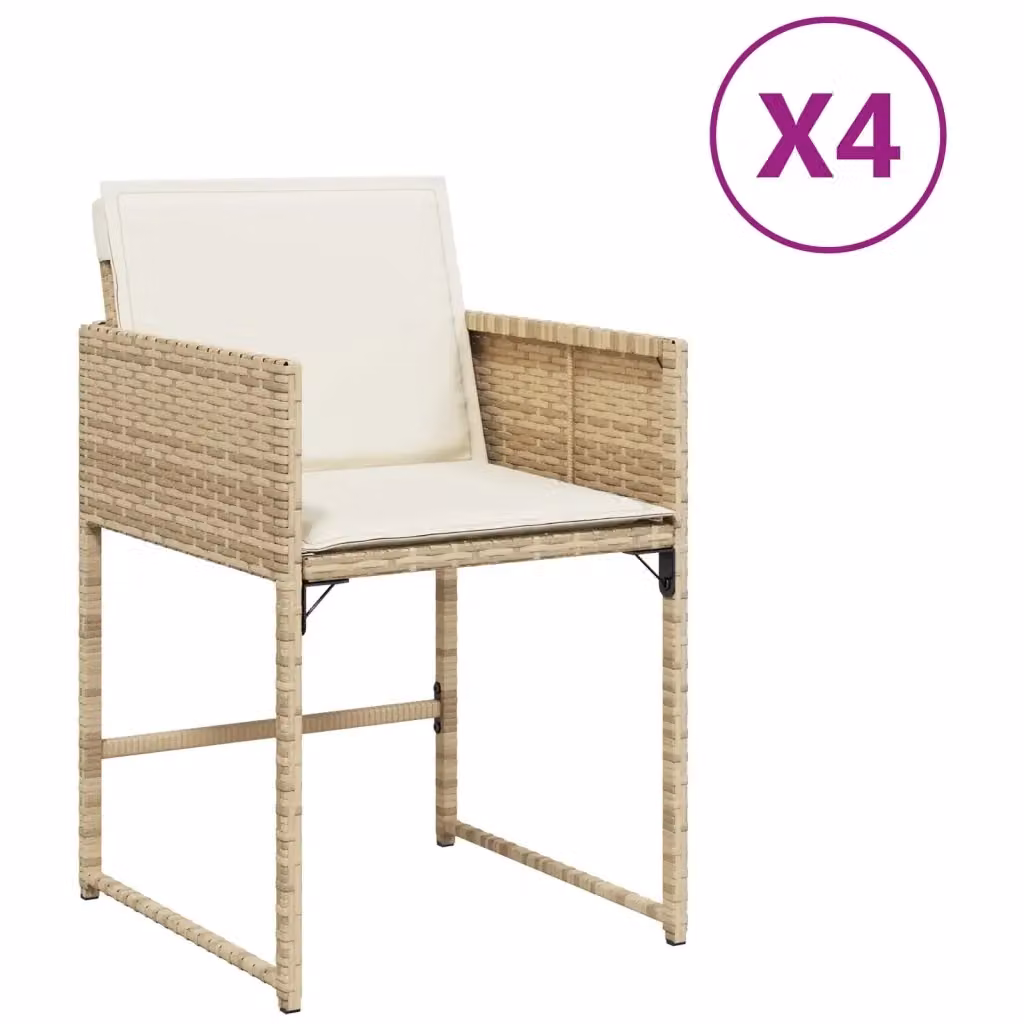 Set di 4 sedie da giardino con cuscini vidaXL in polyrattan beige e bianco con braccioli – 2
