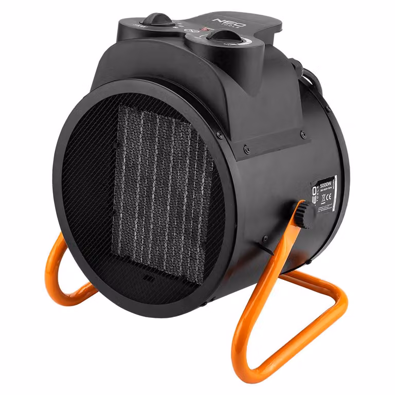 NEO TOOLS Riscaldatore elettrico in Vetroceramica PTC, 5kW, con termostato e interruttore di alimentazione, con ventilatore, basso rumore, basso consumo energetico, angolo regolabile, portata d'aria 588 m3/h