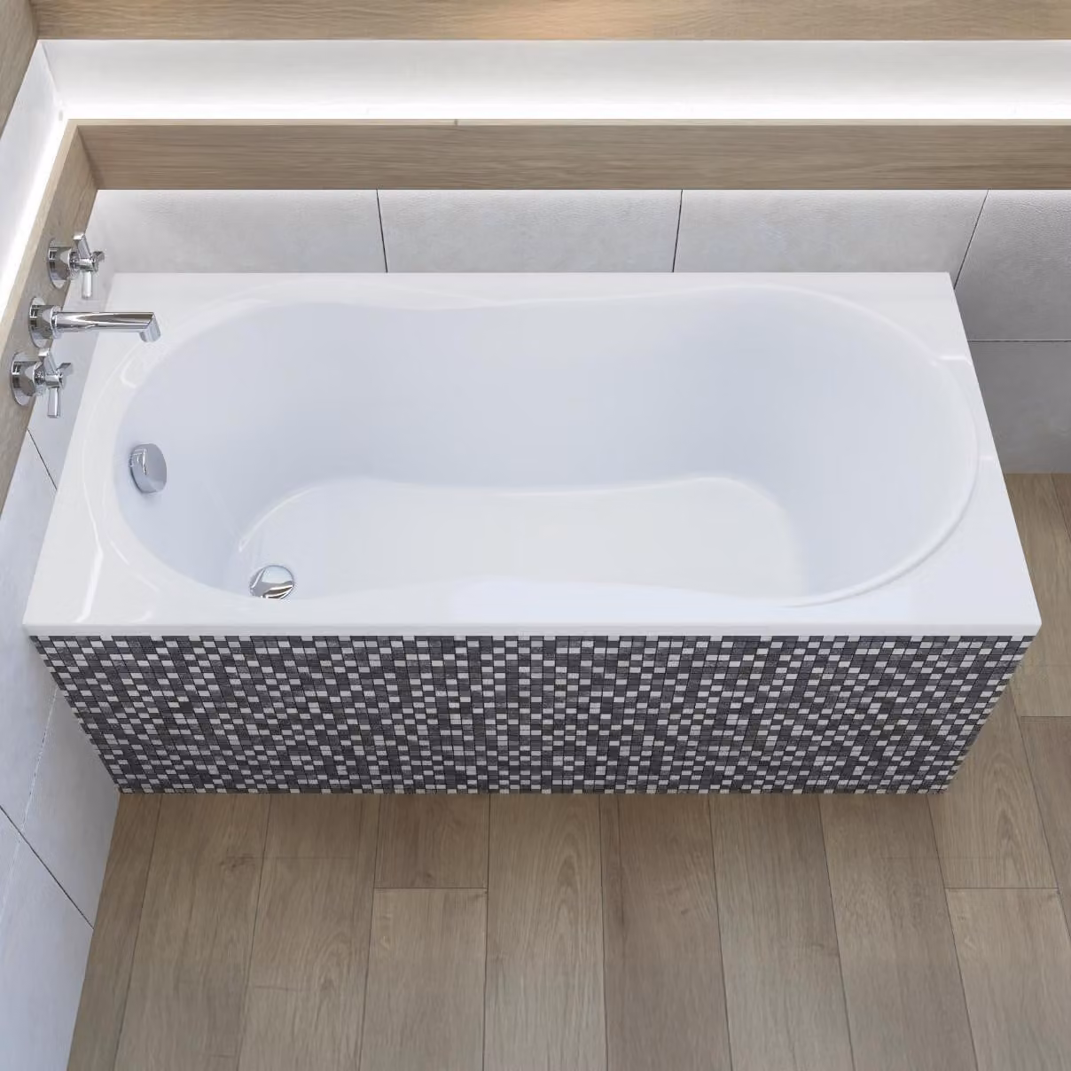 Vasca rettangolare 120x75 con rivestimento in polistirolo, set di scarico e piedini GRATIS | Set completo 4in1 vasca originale in acrilico con sifone | BADLAND GRACJA