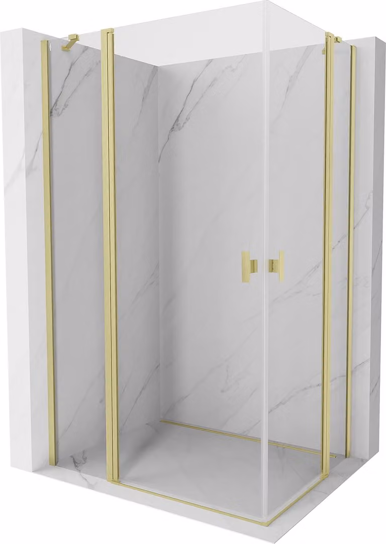 Mexen Mist Duo cabina doccia apribile 115 x 95 cm, trasparente, oro spazzolato - 8A4-115-095-55-00