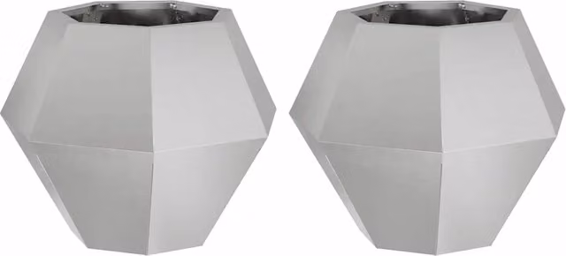 Set di 2 pratiche fioriere rettangolari da esterno 50 x 50 x 40 cm in acciaio inossidabile argento 02_0053127