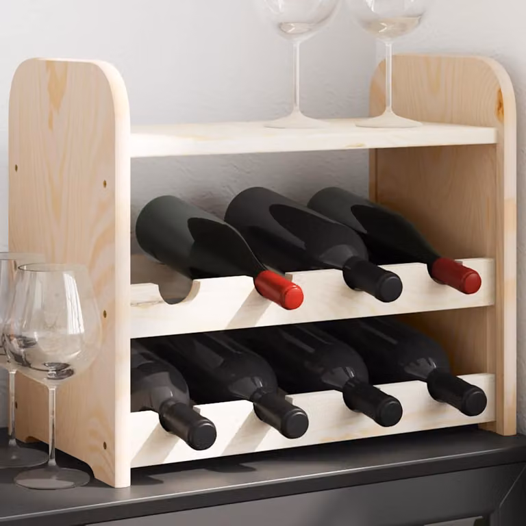 vidaXL Portavini in Legno Massello di Pino con Pannello Superiore, Colore Beige/Marrone, L 43 cm x P 25 cm x H 37 cm