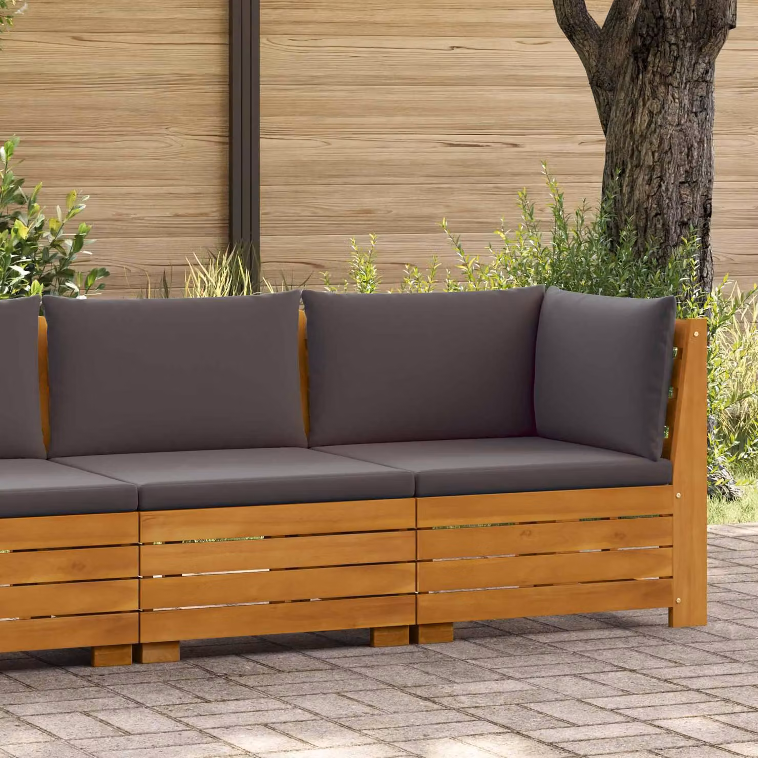 Maison Exclusive - Set da lounge per giardino, composto da 2 divani a due posti, in legno massello di acacia, colore marrone