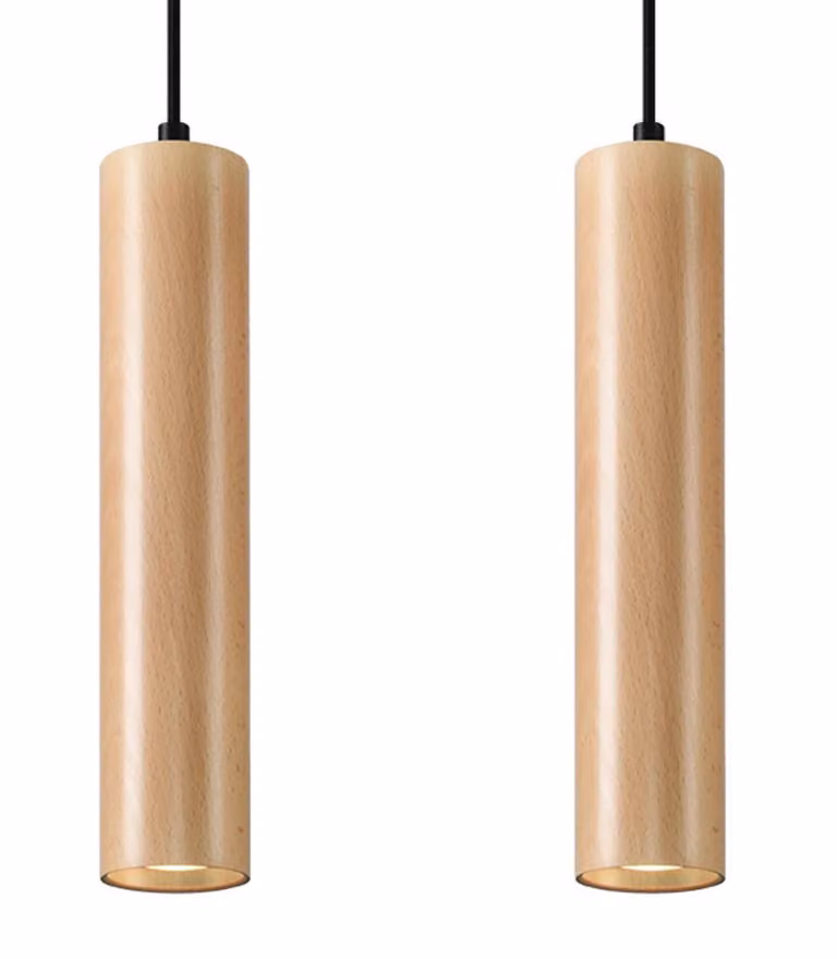 Lampada a sospensione LINO 2 in legno 2xGU10 10W legna 90x6x30cm Sollux Lighting