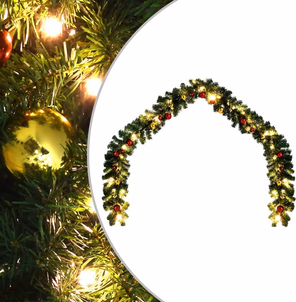 Ghirlanda di Natale Decorata con Palline e Luci a LED 20 m