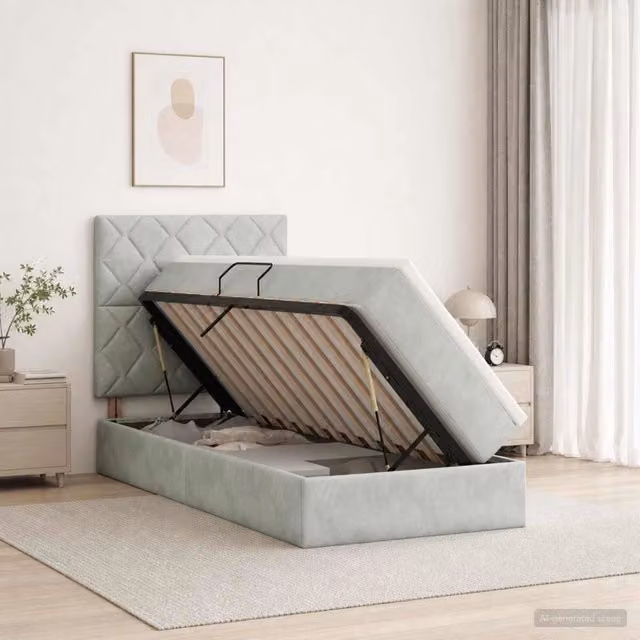 Letto con contenitore e materasso vidaXL Grigio, L/P/H: 100 x 200 x 45 cm