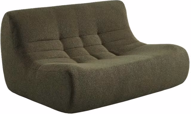 Poltrona a 2 posti Sweeek in tessuto bouclé testurizzato verde L: 137 cm, P: 72 cm, H: 105 cm – 1