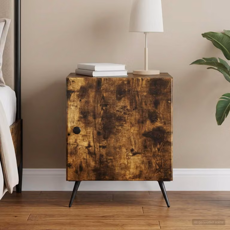 Armadio da notte vidaXL in legno MDF colore Rovere Fumo L 43 cm x P 34,5 cm x H 50 cm