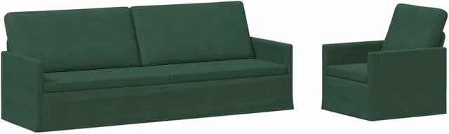 Set di 2 divani moderni vidaXL in tessuto cord verde per soggiorno con struttura in metallo