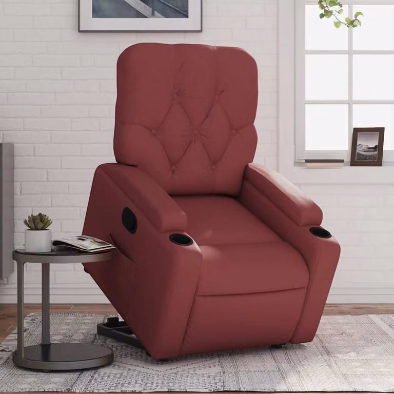 vidaXL Poltrona Alzapersona Reclinabile con Assistenza Elettrica in Similpelle Rossa