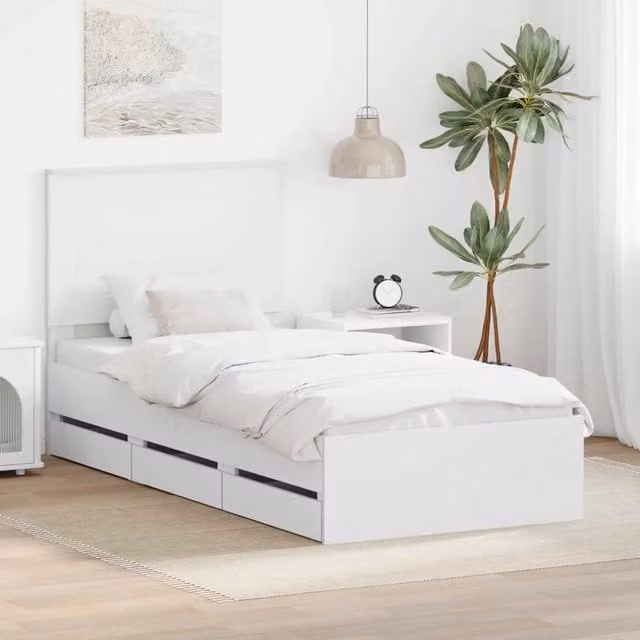 Struttura del letto-Giroletto-Rete del Letto Bianco 75 x 190 cm Legno Ingegnerizzato 481114
