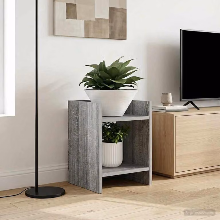 Set di 2 supporti per piante vidaXL in legno MDF, colore grigio opaco, L/P/H: 30 x 30 x 40 cm