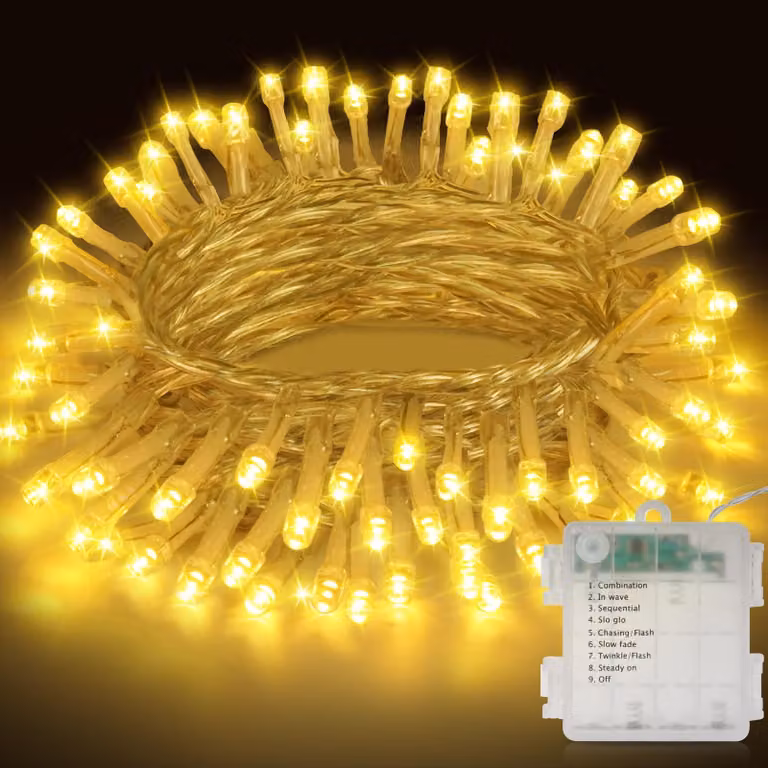 Luci natalizie, 110 LED, luce bianco caldo, 11 metri