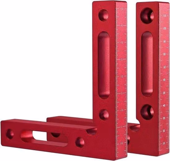 Morsetto di posizionamento in alluminio a 90 gradi - Set da 2 pezzi - 120x120 mm - lega di alluminio - con tenditori a vite