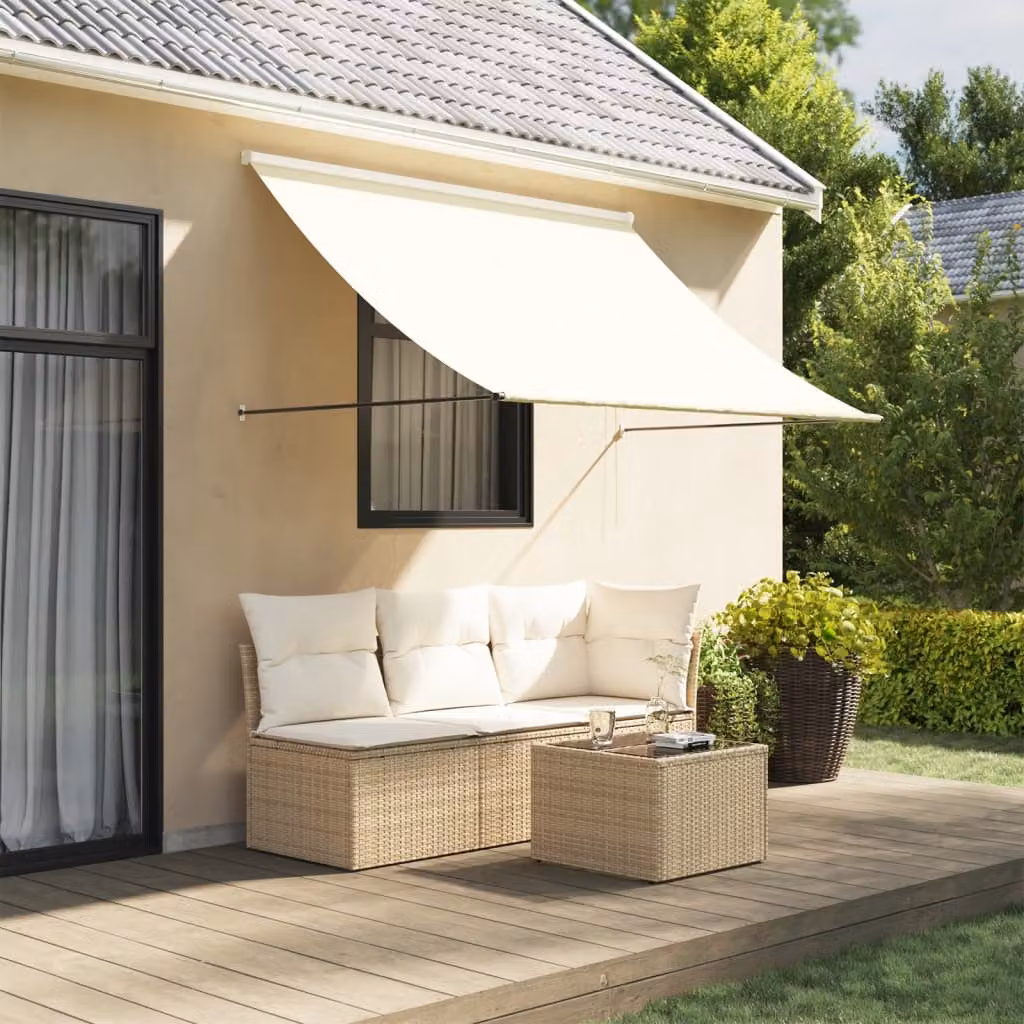 Tenda da sole retrattile vidaXL in poliestere e acciaio, colore beige, L: 200 cm, P: 150 cm