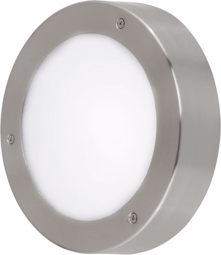 Plafoniera Esterno Moderno Vento 2 Acciaio Argento Policarbonato Bianco Led