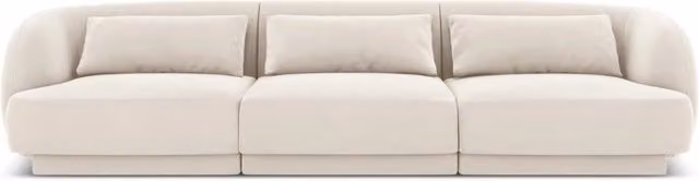 Divano 3 posti Tulum Cosmopolitan Design in velluto beige chiaro L: 255 cm, P: 70 cm, H: 90 cm