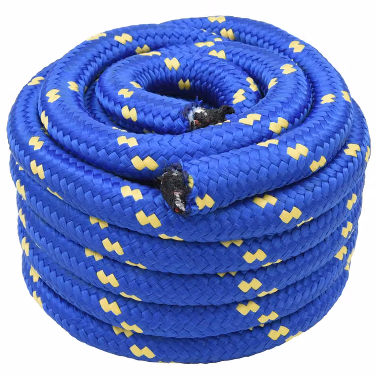 vidaXL Corda da Barca in Plastica Rivestita Blu, Lunghezza: 25 m, Diametro: 5 mm
