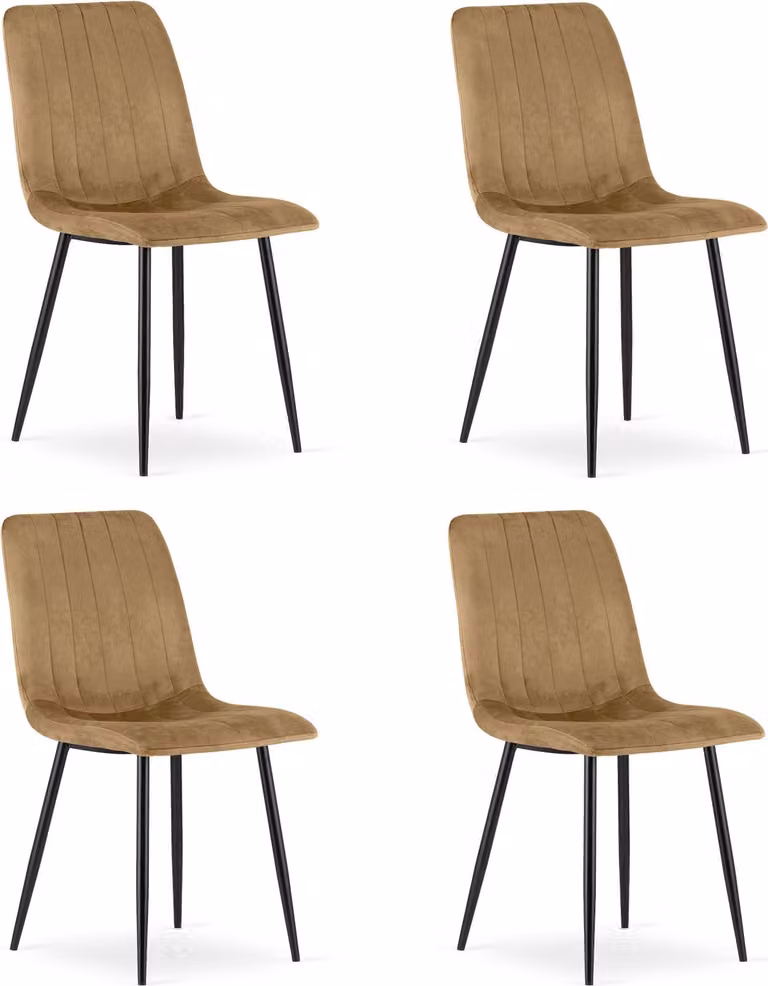 Sedia LAVA - velluto marrone / gambe nere x 4