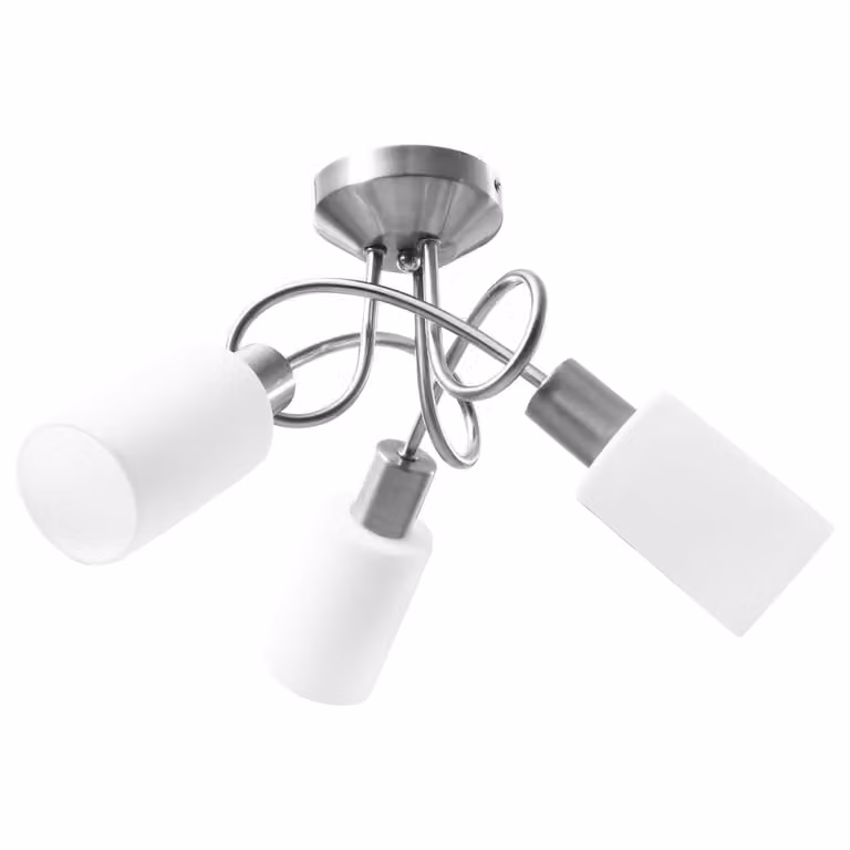 Lampadario Paralume in Vetroceramica a Cono Bianco 3 Lampadine E14
