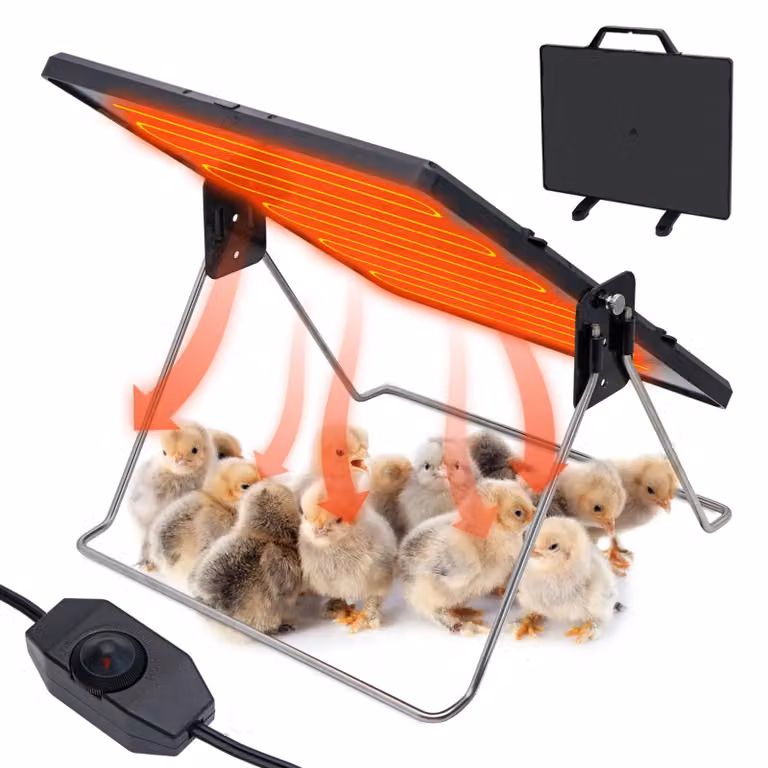 Riscaldatore per pollaio, piastra riscaldante da 140W, 40x30 cm, con supporto girevole a 360 gradi