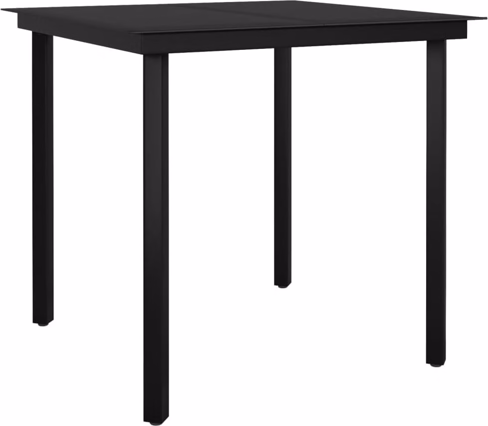 Tavolo da Giardino Nero 80x80x74 cm in Acciaio e Vetro