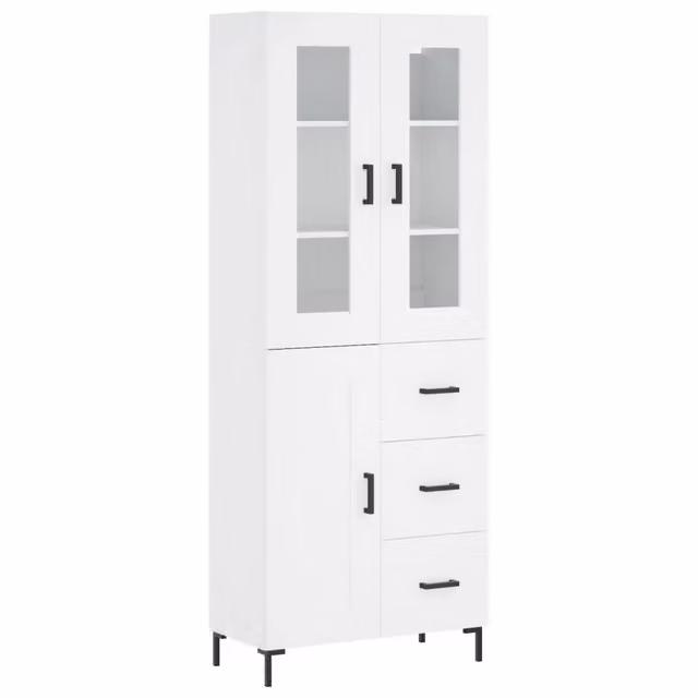 Credenza | Madia | Buffet da pranzo | Armadio da pranzo Bianca 69,5x34x180 cm in Legno Multistrato