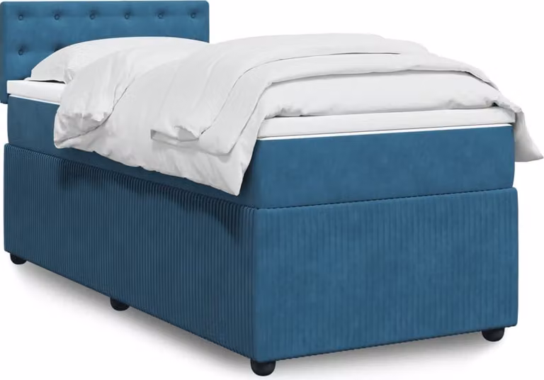 Maison Exclusive - Giroletto a Molle con Materasso Blu 90x190 cm in Velluto