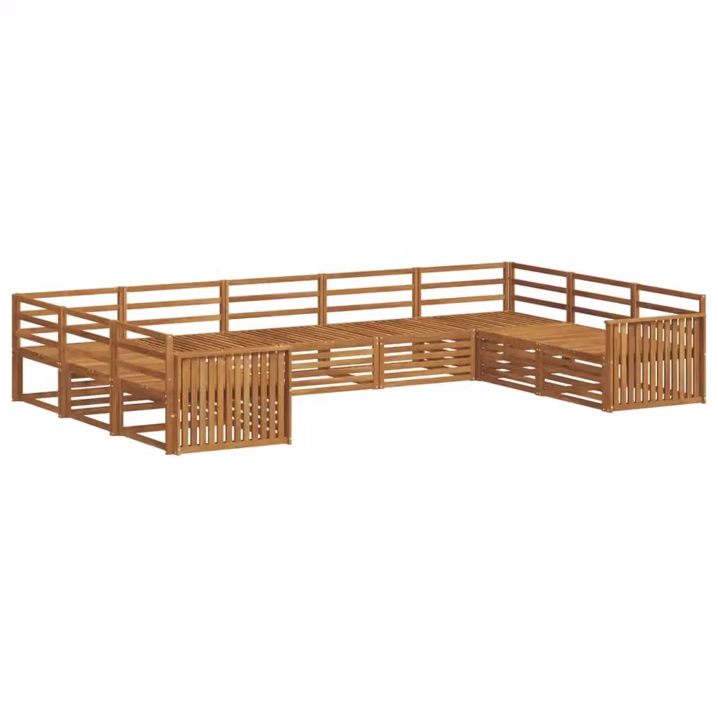 Set di divani da esterno a L vidaXL in legno di acacia massello marrone con 9 pezzi e cuscini inclusi – 2