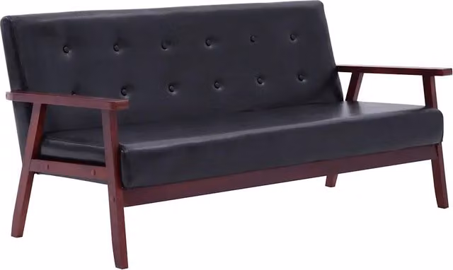 Divano | Divano da soggiorno | Sofa a 3 Posti Nero in Similpelle