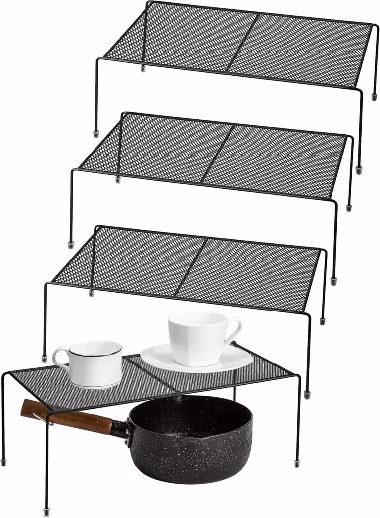 Set di 4 ripiani per organizer da cucina, dimensioni 40 x 20 cm, in metallo, antiscivolo, per la cucina
