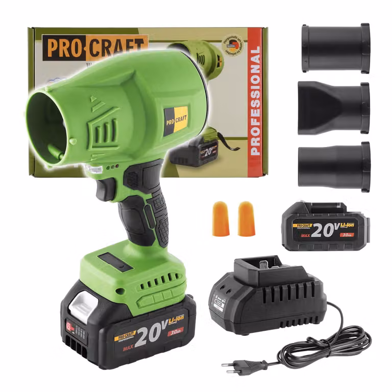 Soffiatore per foglie a batteria Procraft PB18 20 V + 1x batteria 3,0 Ah + caricabatteria